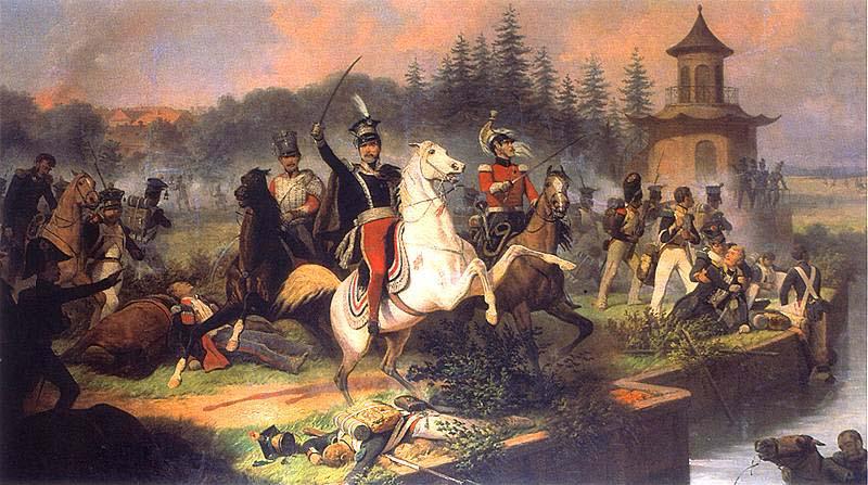 Death of Prince Jozef Poniatowskiin in the Battle of Leipzig., January Suchodolski